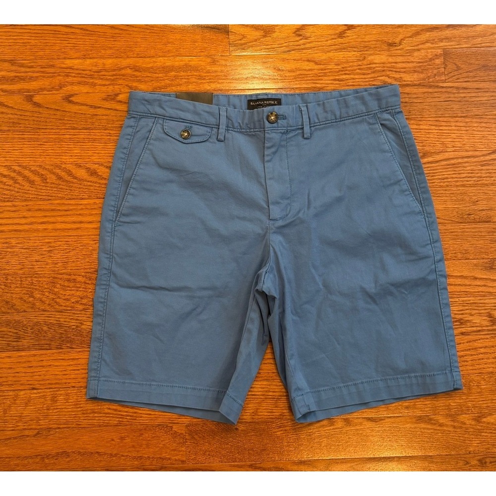 New Banana Republic Lived-In Chino Shorts Mens 33 Slim Fit Blue 9" Casual Golf